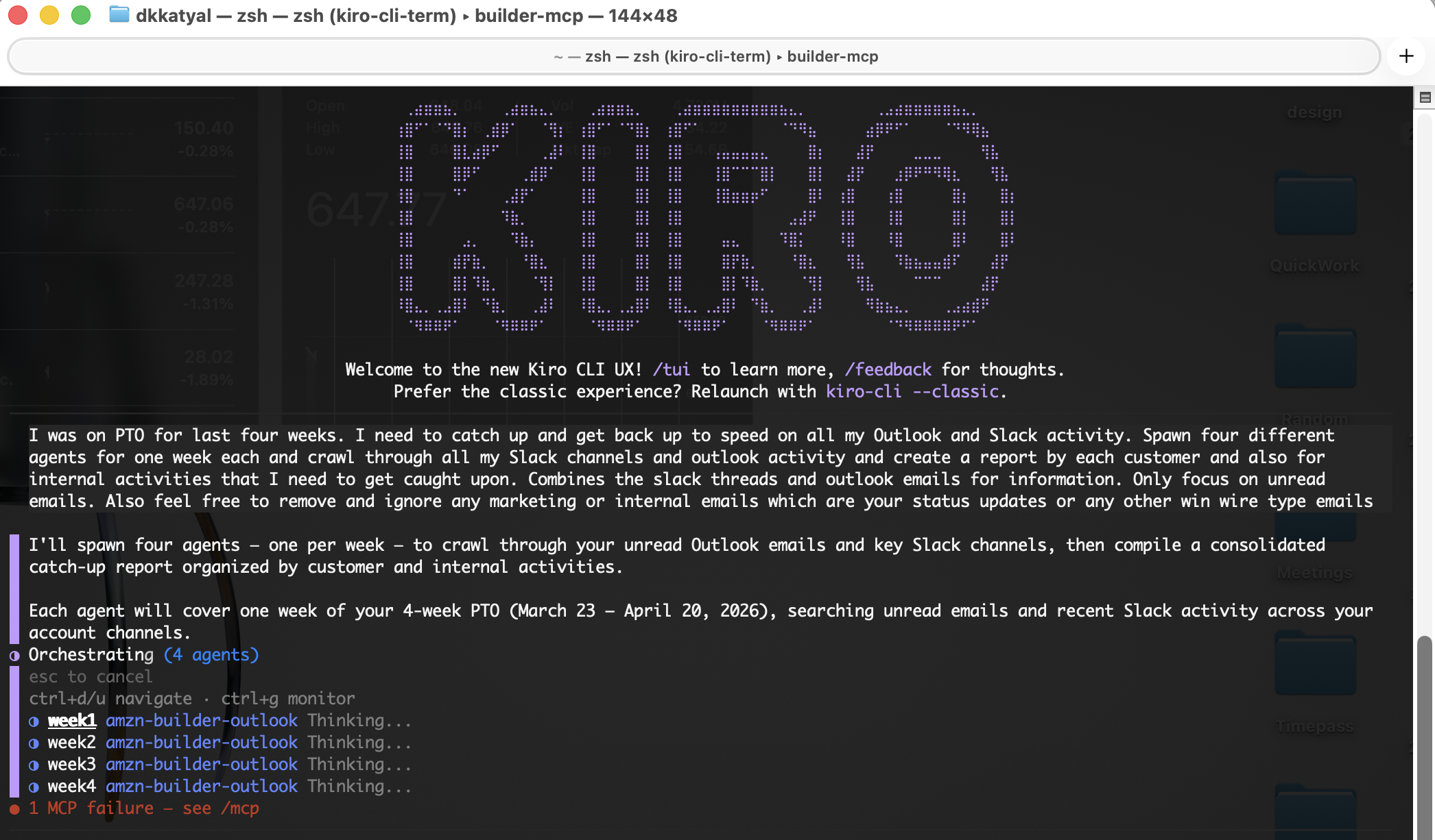 Kiro spawning 4 parallel agents